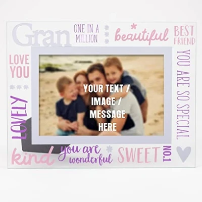 Image of Personalised Mothers day 6&quot; x 4&quot; GLASS PHOTO FRAME GRAN.