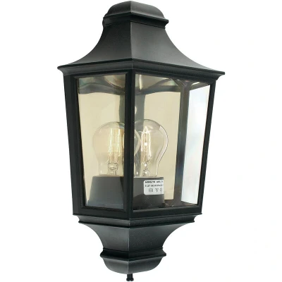 Image of Turin 1 Light Outdoor Wall Half Lantern Black IP65, E27