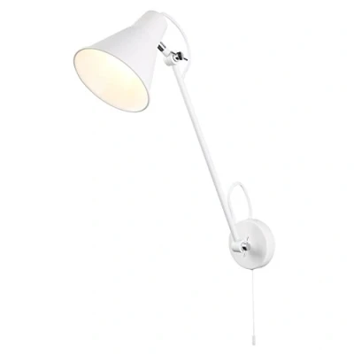 Image of Searchlight 6302WH One Light Adjustable Wall in White and Chrome Height: 550mm