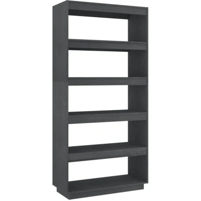 Image of vidaXL Book Cabinet/Room Divider Grey 80x35x167 cm Solid Pinewood