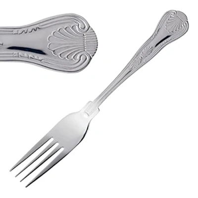 Image of Olympia Kings Cutlery Table Forks (Pack of 12), 205(L)mm, 18/0 Stainless Steel, High Polished Finish, Dishwasher Safe, Dining Forks, Restaurants Pubs Bars Bistros Cafés or Home Use D683