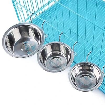Image of Yosoo Stainless Steel Hook on Feeding Dog Bowl Pet Rabbit Bird Cat Puppy Food Water Cage Cup Crate with Clamp Holder (S)