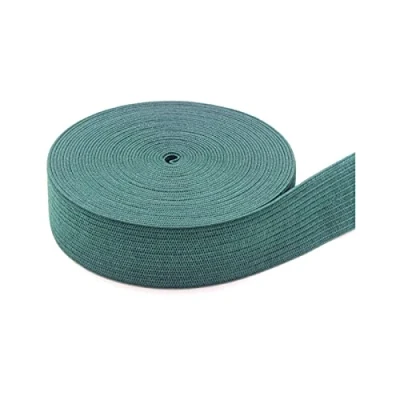 Image of 5 m long, 20 mm wide, colourful flat elastic band for sewing, crafts, DIY (green)