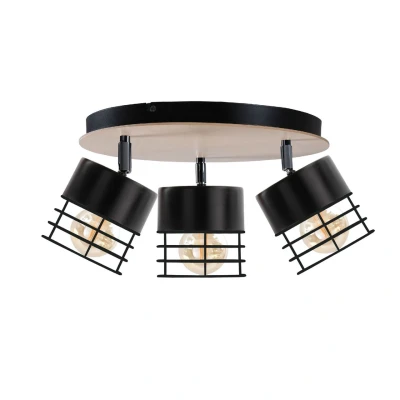 Image of Casa Ceiling Spotlight Clusters Black, Wood, 32cm, 3x E27