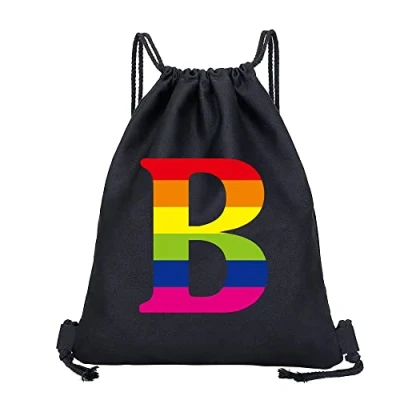 Image of Drawstring Gym Bag, String Swim PE Bag,Large Sports Backpack Bags for Women Men, Travel Beach School Bag with Waterproof Kids,Boys,Girls Men (rainbow B)