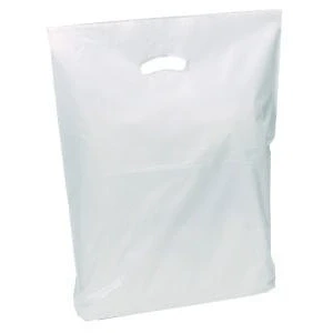 Image of White Plastic Carrier Bags 38cm x 46cm + 7cm (1 BOX 50 BAGS)