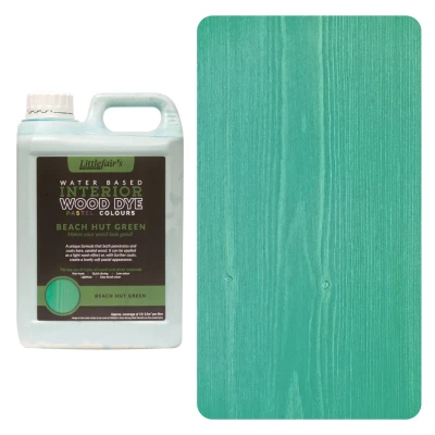 Image of Littlefair&#039;s Wood Stain Water Based 5 LTR Indoor Furniture Light &amp; Dark Finishes Special Non Toxic Eco Friendly Formula for Crafts Colour: Beach Hut Green