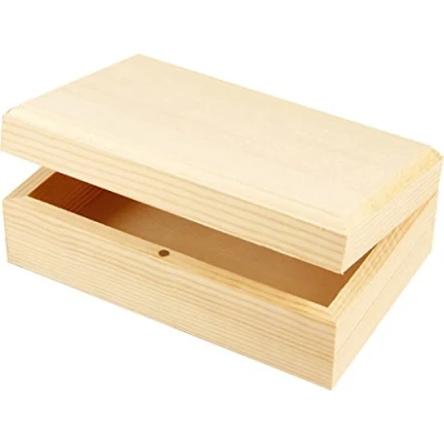 Image of Creativ 576300 1 Piece Wooden Jewellery Box Magnetic Catch Lift Up Lid, Pine