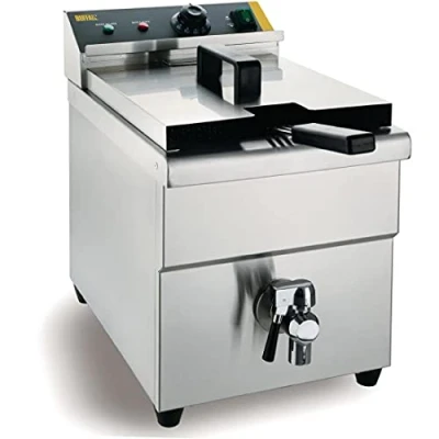 Image of Buffalo 3kW 7.5L Single Tank and Basket Countertop Induction Deep Fat FryerStainless Steel60C to 190C Temperature ControlLid IncludedCommercial Home UseCP793, Silver, 415(H)x290(W)x440(D)mm