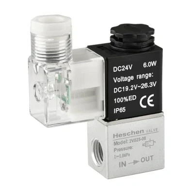 Image of Heschen Electrical Pneumatic Solenoid Valve 2V025 08 24VDC PT1/4 2/2 Way Normally Closed