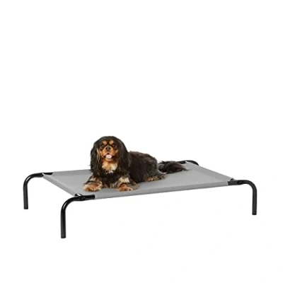 Image of Amazon Basics Raised Dog Bed, Cooling Breathable Elevated Pet S, Grey, 90 x 55 19 cm (L W H)