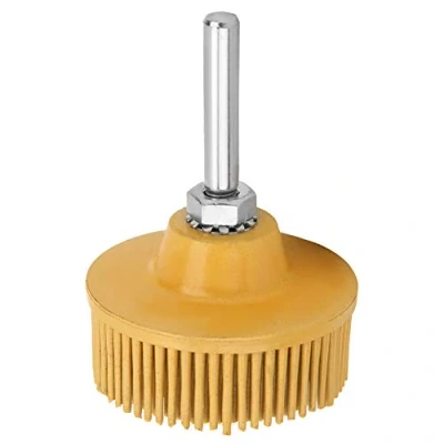 Image of Fafeicy 2 Inch Bristle Disc, Emery Rubber Abrasive Brush Polishing Grinding Wheel Fit for Burr Rust Removal(Yellow), Abrasives