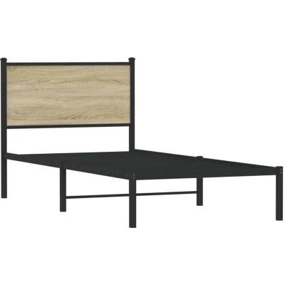 Image of vidaXL Metal Bed Frame without Mattress Sonoma Oak 80x200 cm