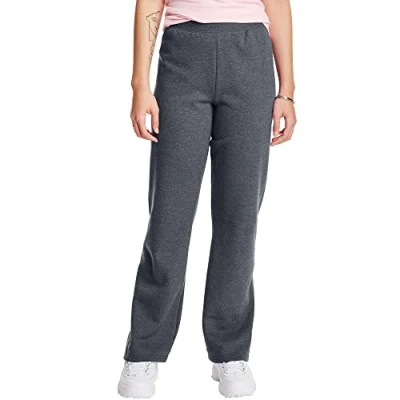 Image of Hanes Women’s Sweatpants, ComfortSoft EcoSmart Open Leg Fleece Slate Heather, M