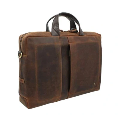 Image of VISCONTI Toscana Collection Distressed Leather Laptop Briefcase Octo 15 TC78 Havana Tan