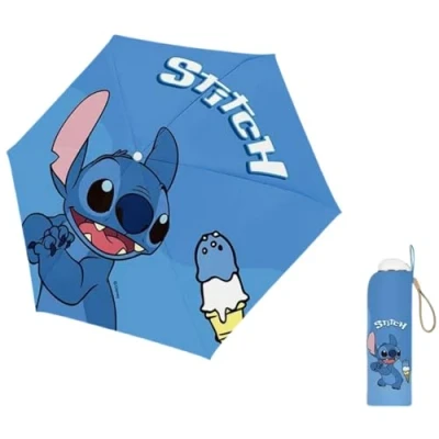 Image of FASHION YO Stitch Elsa Umbrella for Teens Kids Folding Telescopic UV Protection Lightweight Travel School Work Gifts Girls Boys (Stitch)