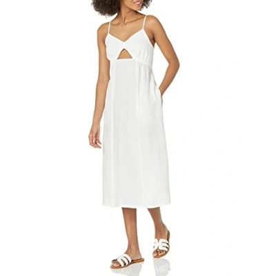 Image of The Drop Women&#039;s Maci Strappy V Neck Cutout Smocked Back Midi Dress , White, 5XL Plus