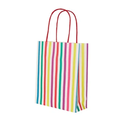 Image of Talking Tables Pack of 8 Stripy Paper Party Gift Bags with Strong Handles for Sweets, Partybag Filllers Kids Birthday, Baby Shower, Wedding Girls or Boys, Multi Stripe