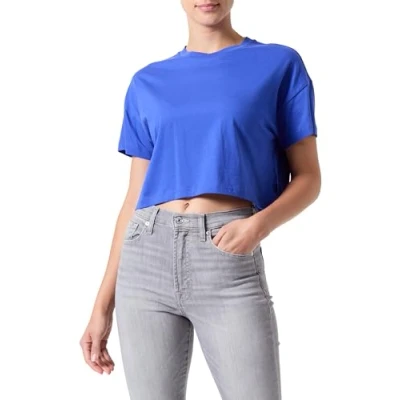 Image of Noisy may Women&#039;s Nmalena S/S O Neck Semicrop Top FWD Noos T Shirt, Dazzling Blue, XS