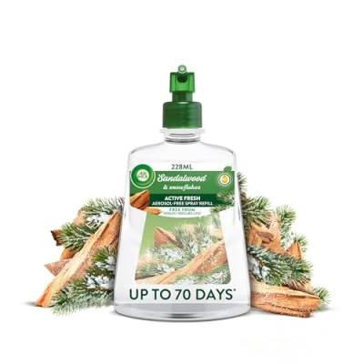 Image of Air Wick Aerosol Free Automatic Freshener Spray Frosted Sandalwood &amp; Snowflakes Refills 24x7 Active Fresh Odour Neutraliser Lasts Up to 70 Days