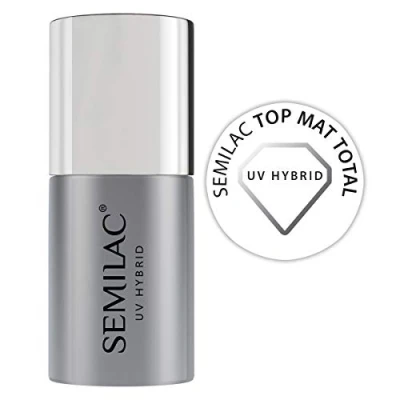 Image of Semilac Top Mat Total Nail Polish 7 ml Innovative UV LED Coat Soak Off Gel for Color Protection Matt Finish and Transparent Easy to Apply, Crack Resistant Dries Quickly