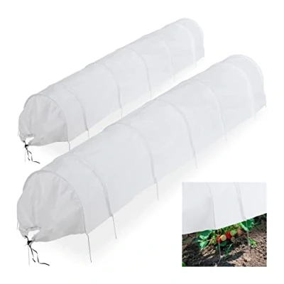 Image of Relaxdays Grow Tunnels, Set of 2, 3.4 m Long, Plastic Greenhouse, Polytunnel, Plant &amp; Seedling Protection, Cloche, Clear