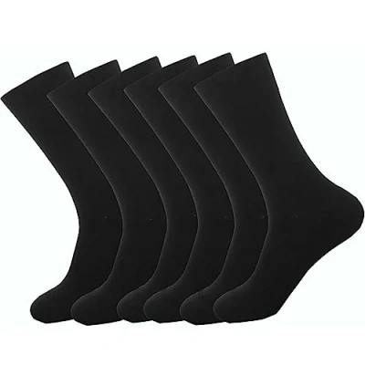 Image of Rozgul 6 PAIRS NON ELASTIC DIABETIC MENS EASY GRIP LOOSE SOFT TOP BAMBOO SOCKS UK SIZE 11 (Black)