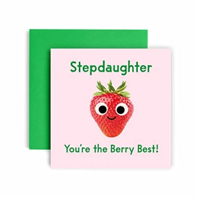 Image of Huxters Birthday Cards for Women You&#039;re the Berry Best Step Daughter Happy Card Birthday, Sister with Lovely Pink Envelope Funny (Step Daughter)