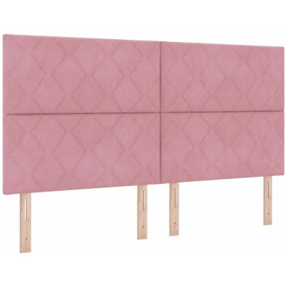 Image of vidaXL Pink Velvet Headboard with Diamond Blocks Design, 180cm