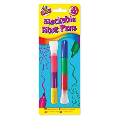 Image of Art Box 6 Stackable Fibre Pens, Assorted, 23.8 x 9 1.7 cm