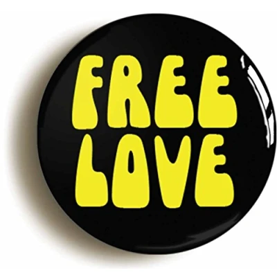 Image of Ozorath FREE LOVE RETRO HIPPIE SIXTIES BADGE BUTTON PIN (Size is 1inch/25mm diameter) 1960s