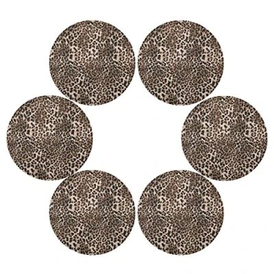 Image of Animal Leopard Prints Placemats Set of 6 Round Dining Table Mats Heat Resistant Non Slip Place Washable for Home Kitchen Indoor Outdoor Party Decoration