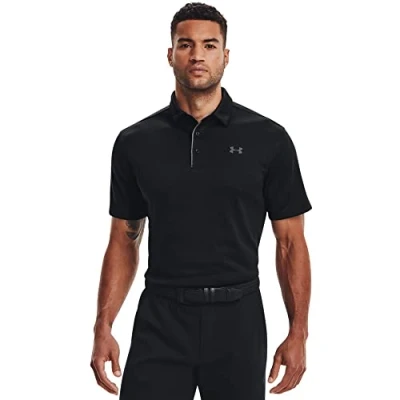 Image of Under Armour Tech Men&#039;s Polo Shirt,Black/Graphite,Large