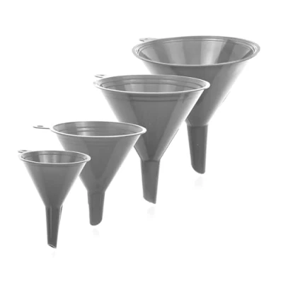 Image of Liqvee Funnel Gray in 4 Different Sizes (122, 101, 76 &amp; 50mm) Durable Non Toxic Food Grade Plastic Funnels for Filling Bottles or Containers with Ring Holders Ideal Kitchen, Garage Labs