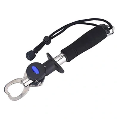 Image of RiToEasysports Fish Lip Grabber, Stainless Steel Holder Fishing Gripper with 15 kg Weighing Scale and Measure Tape, Mouth Opener Supplies