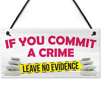 Image of RED OCEAN Leave No Evidence Funny Toilet Crime Hanging Plaque Bathroom Door Sign Gift