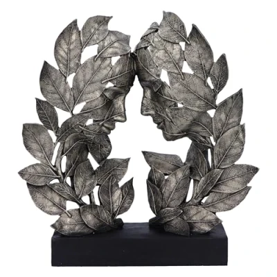 Image of Nemesis Now Natural Emotion Love 31cm, Resin, Silver, Touching Heads Leaves Sculpture, Wedding or Valentine&#039;s Day Gift, Ideal For Nature &amp; Art Lovers, Cast in the Finest Expertly Hand Painted