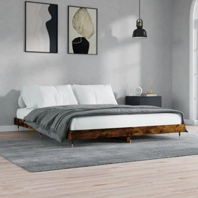 Image of vidaXL Bed Frame without Mattress Smoked Oak 120x200 cm Engineered Wood