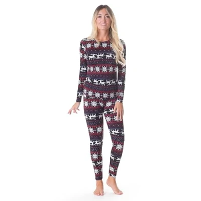 Image of Rocky Christmas Matching Family Pajama Sets Thermal Underwear Fleece Lined PJ Long John Set Multicoloured Small