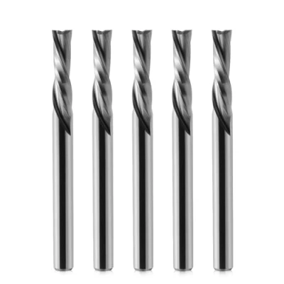 Image of 5 Pcs Down Cut Router Bits CNC End Mill, 2 Flutes Spiral Milling Cutter Tools, Solid Carbide with 0.125 inch (3.175 mm) Shank and Cutting Diameter Mill Sets for Wood MDF Engraving