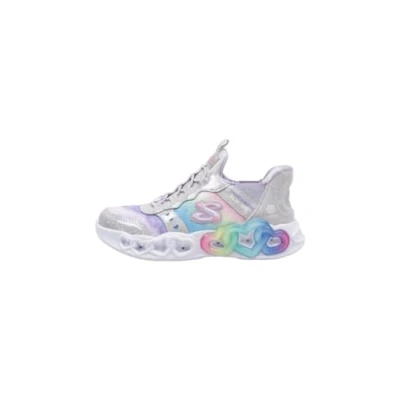Image of Skechers Girls Trainers, Silver Synthetic/Multi Trim, 2.5 UK