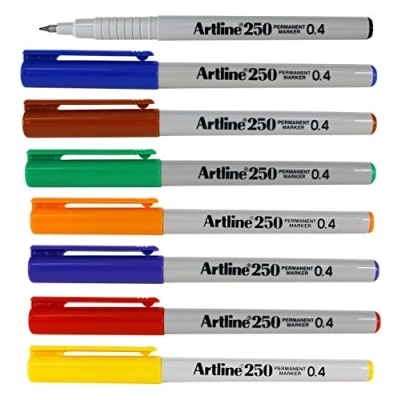 Image of artline EK250 Extra Fine Permanent Marker Pens Assorted Colours Pack 8
