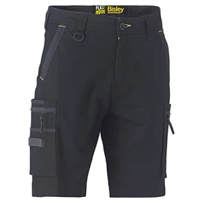 Image of Bisley Workwear UKBSHC1330_BBLK Flex &amp; Move Stretch Utility Zip Cargo Shorts Black, 30