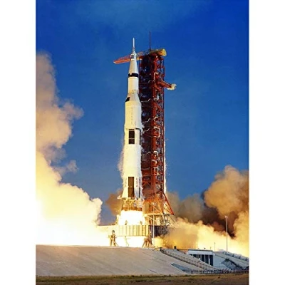 Image of Artery8 Space NASA Apollo 11 Rocket Launch Lift Off Photo Art Print Canvas Premium Wall Decor Poster Mural