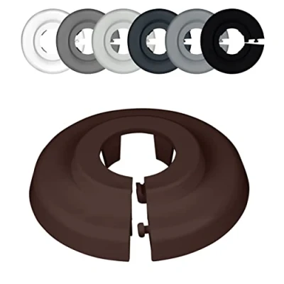 Image of FUX 6 Pieces Radiator Pipe Covers for diameters 12mm 35mm; Heating Floor Collars Rings White, Black, Grey, Brown (18mm, Walnut 8011)