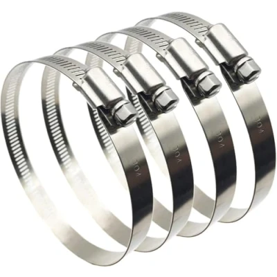 Image of 4&quot; (Diameter) Hose Clips Adjustable 304 Stainless Steel Duct Clamps Pipe Air Ducting Clamp Worm Drive (4Pcs, 91 114mm)