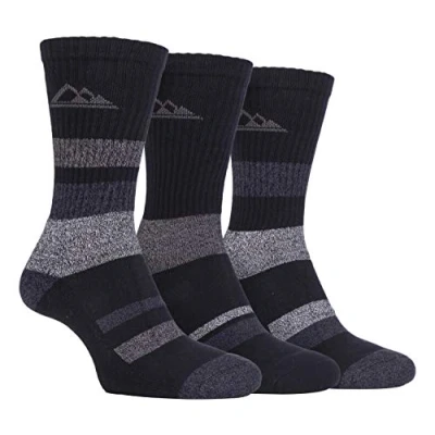 Image of Storm Bloc 3 Pack Mens Padded Sole Anti Blister Lightweight Breathable Cotton Walking Hiking Socks for Summer Black Size UK 6 11