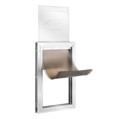 Image of VEVOR Pet Door, 13.27&quot; x 20.04&quot; Aluminum Frame with Lock and Flap System, Weatherproof Doggy Easy to Install in Interior or Exterior Doors, Door Suitable for Cat Doggie Kitties (White L)