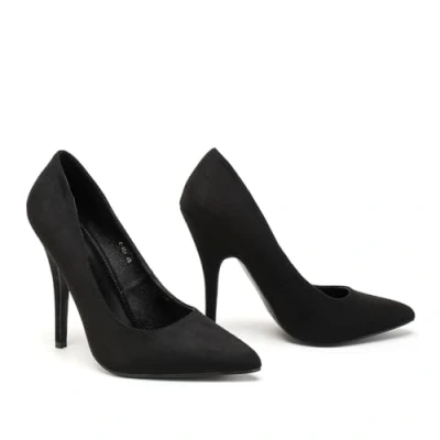 Image of Bismaa Womens HIGH Heel Pointy Toe Court Shoes (Black Suede, Numeric_4)