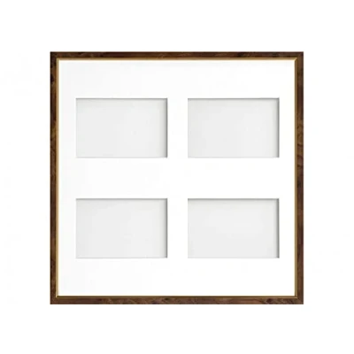 Image of Frame Company Drayton Multi Aperture Photo Frame, Walnut, 40x40cm for 6x4 inch (x4)